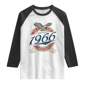 60th Birthday Beer Lover Vintage 1966 Limited Edition Raglan Shirt Bald Eagle TS11 White Black Print Your Wear