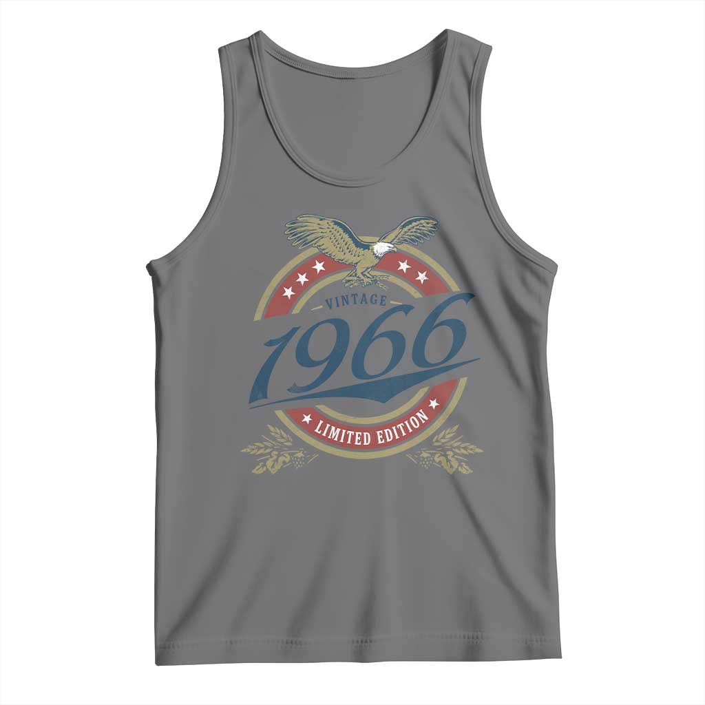 60th Birthday Beer Lover Vintage 1966 Limited Edition Tank Top Bald Eagle TS11 Black Heather Print Your Wear
