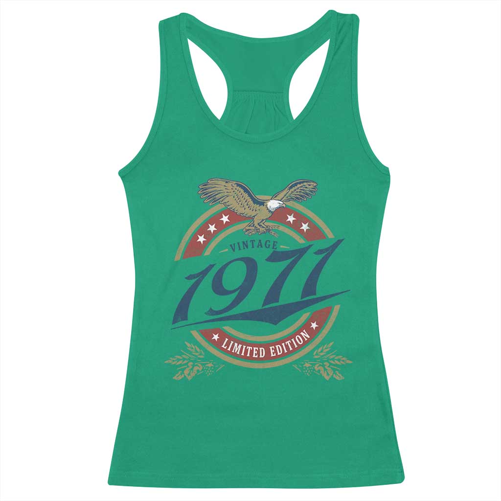 55th Birthday Beer Lover Vintage 1971 Limited Edition Racerback Tank Top Bald Eagle TS11 Irish Green Print Your Wear
