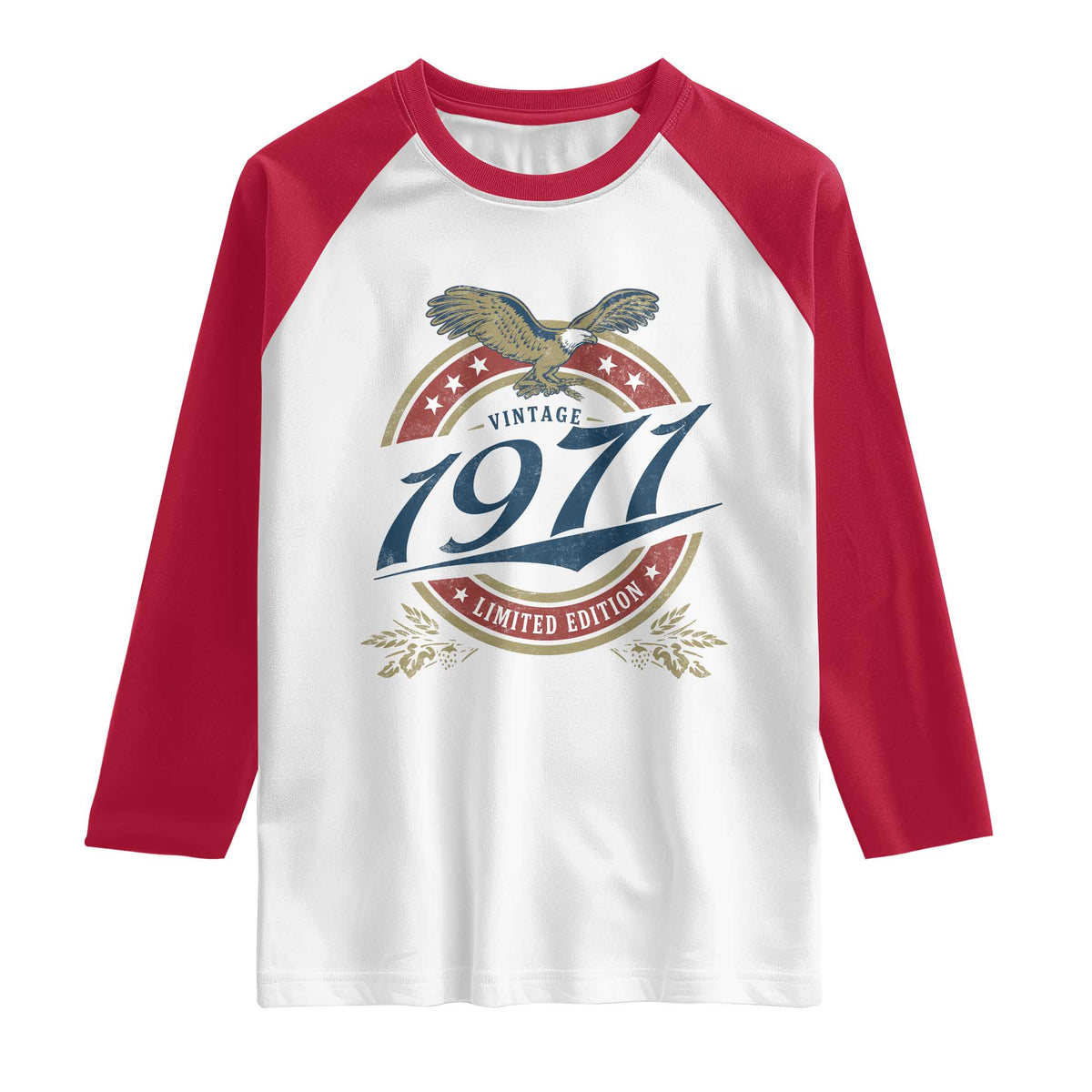 55th Birthday Beer Lover Vintage 1971 Limited Edition Raglan Shirt Bald Eagle TS11 White Red Print Your Wear