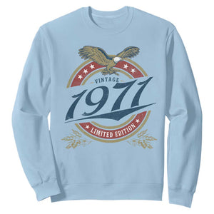 55th Birthday Beer Lover Vintage 1971 Limited Edition Sweatshirt Bald Eagle TS11 Light Blue Print Your Wear