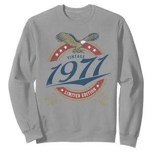 55th Birthday Beer Lover Vintage 1971 Limited Edition Sweatshirt Bald Eagle TS11 Sport Gray Print Your Wear