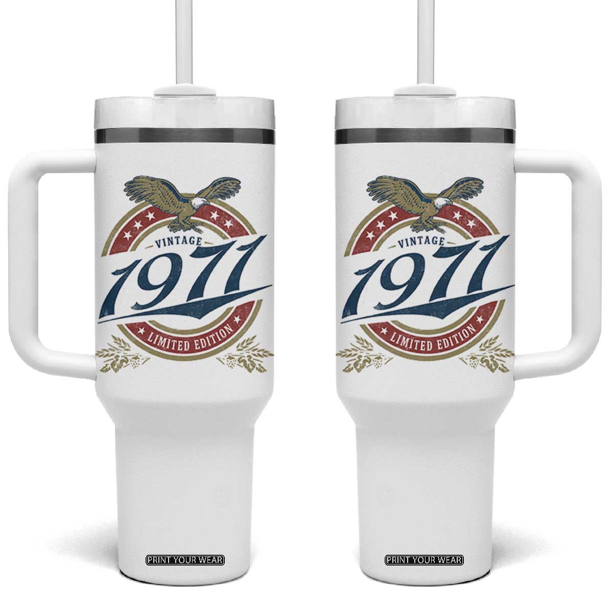 55th Birthday Beer Lover Vintage 1971 Limited Edition Tumbler With Handle Bald Eagle TS11 One Size: 40 oz White Print Your Wear