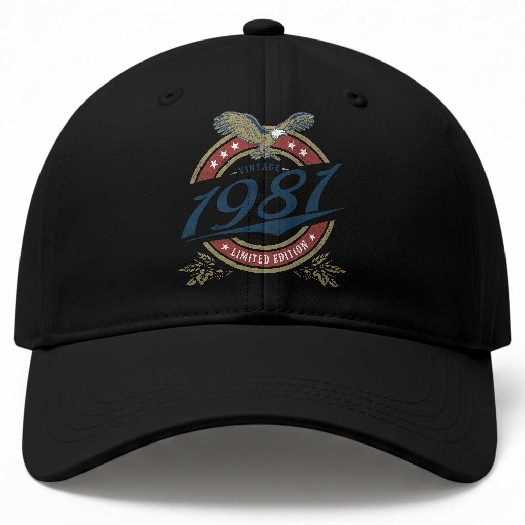 45th Birthday Beer Lover Vintage 1981 Limited Edition Baseball Cap Bald Eagle TS11 Print Your Wear