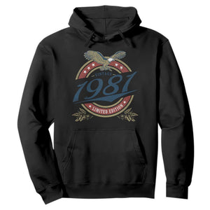 45th Birthday Beer Lover Vintage 1981 Limited Edition Hoodie Bald Eagle TS11 Black Print Your Wear