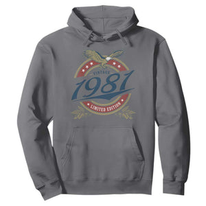 45th Birthday Beer Lover Vintage 1981 Limited Edition Hoodie Bald Eagle TS11 Charcoal Print Your Wear