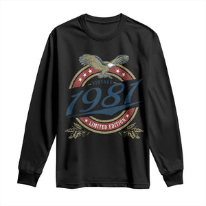 45th Birthday Beer Lover Vintage 1981 Limited Edition Long Sleeve Shirt Bald Eagle TS11 Black Print Your Wear