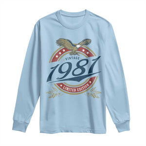 45th Birthday Beer Lover Vintage 1981 Limited Edition Long Sleeve Shirt Bald Eagle TS11 Light Blue Print Your Wear