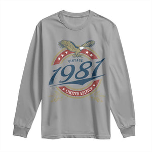 45th Birthday Beer Lover Vintage 1981 Limited Edition Long Sleeve Shirt Bald Eagle TS11 Sport Gray Print Your Wear