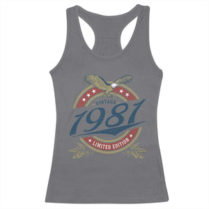 45th Birthday Beer Lover Vintage 1981 Limited Edition Racerback Tank Top Bald Eagle TS11 Charcoal Print Your Wear