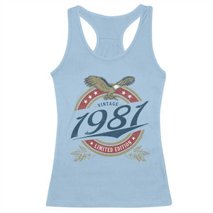45th Birthday Beer Lover Vintage 1981 Limited Edition Racerback Tank Top Bald Eagle TS11 Light Blue Print Your Wear