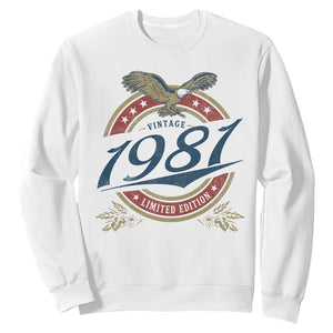 45th Birthday Beer Lover Vintage 1981 Limited Edition Sweatshirt Bald Eagle TS11 White Print Your Wear