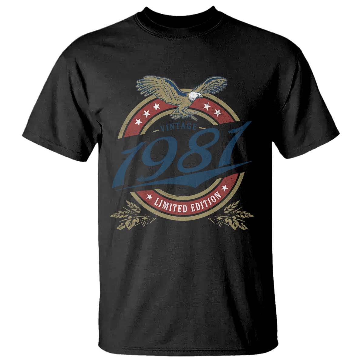 45th Birthday Beer Lover Vintage 1981 Limited Edition T Shirt Bald Eagle TS11 Black Print Your Wear