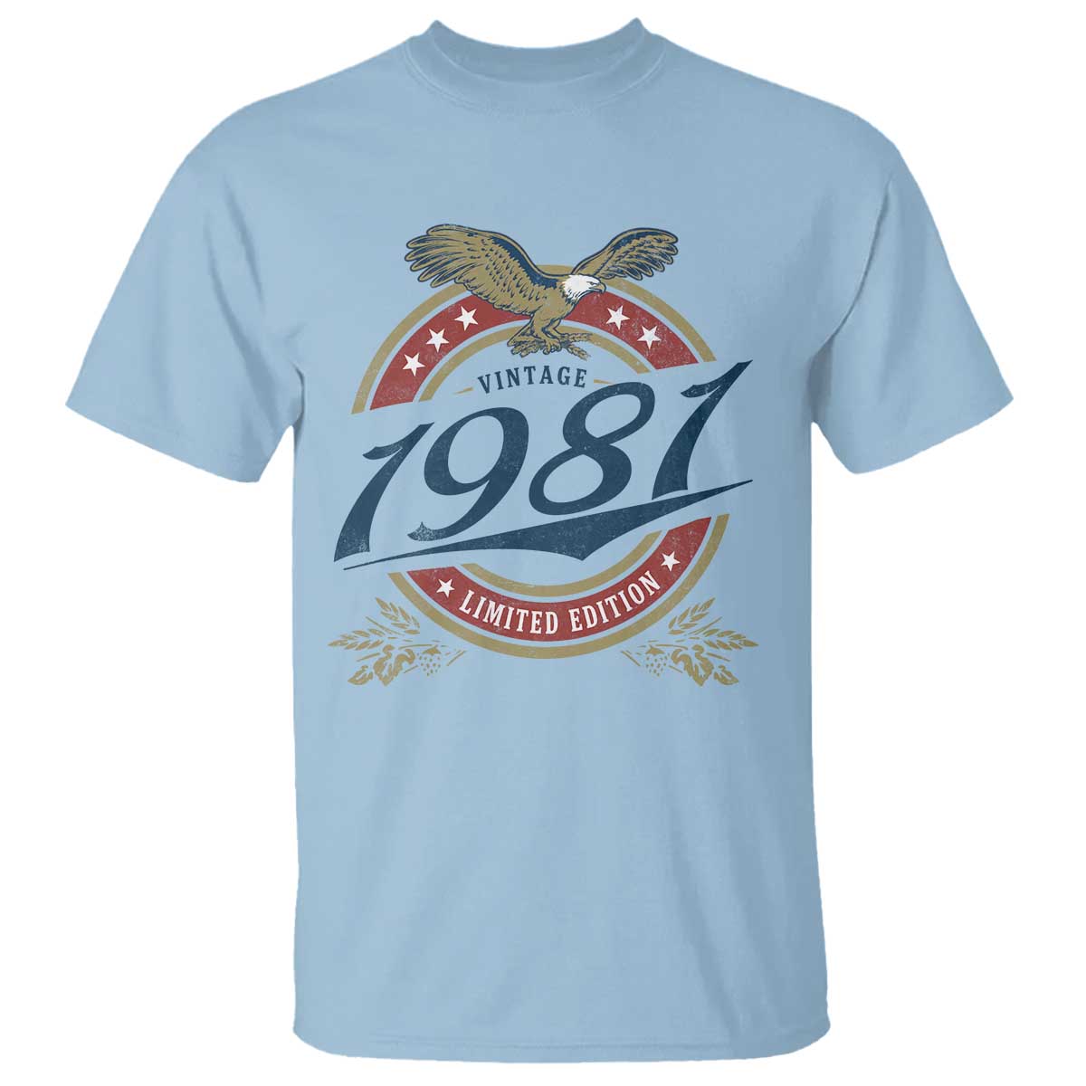 45th Birthday Beer Lover Vintage 1981 Limited Edition T Shirt Bald Eagle TS11 Light Blue Print Your Wear