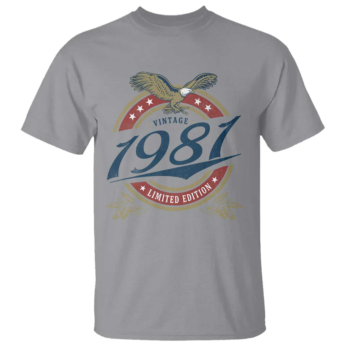 45th Birthday Beer Lover Vintage 1981 Limited Edition T Shirt Bald Eagle TS11 Sport Gray Print Your Wear