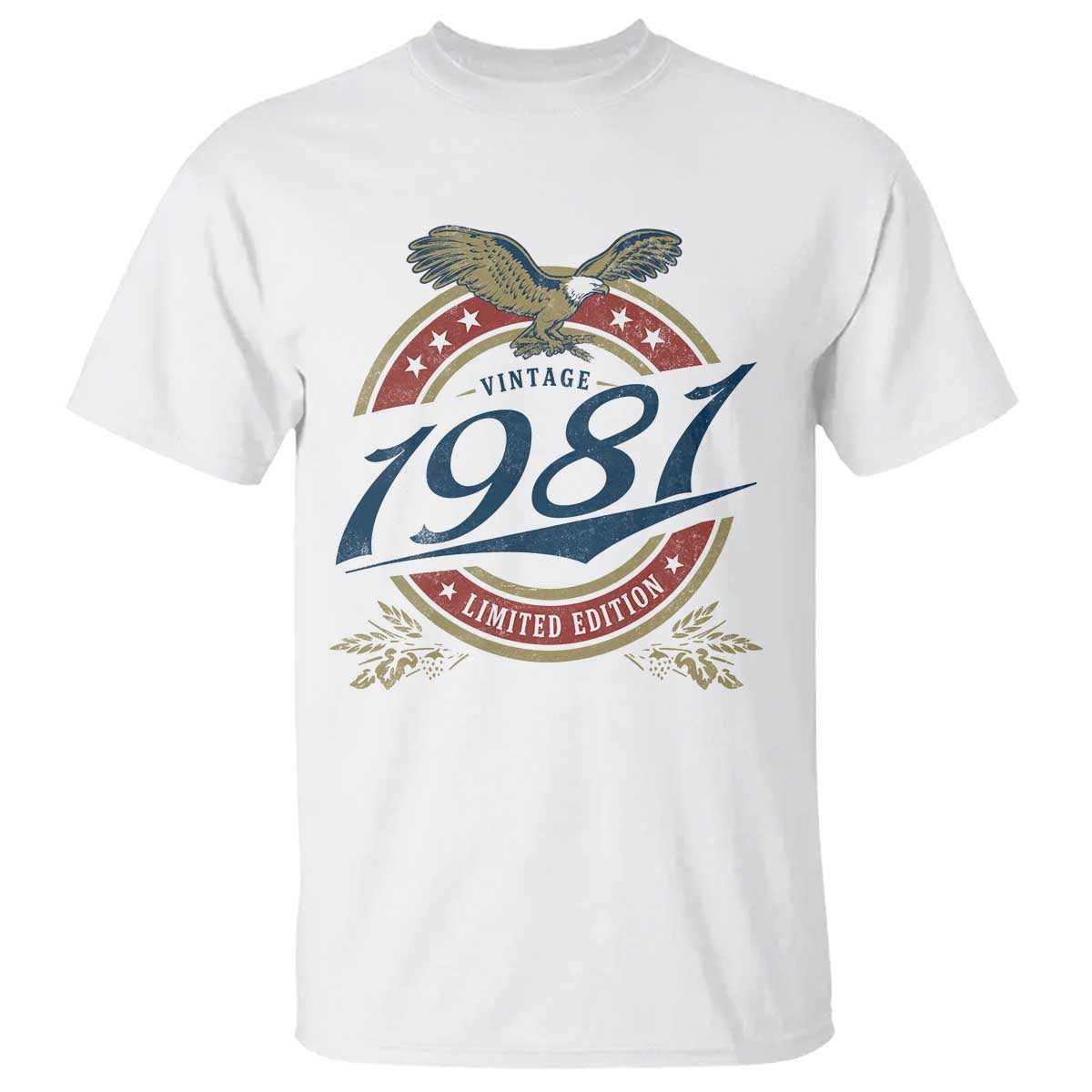 45th Birthday Beer Lover Vintage 1981 Limited Edition T Shirt Bald Eagle TS11 White Print Your Wear