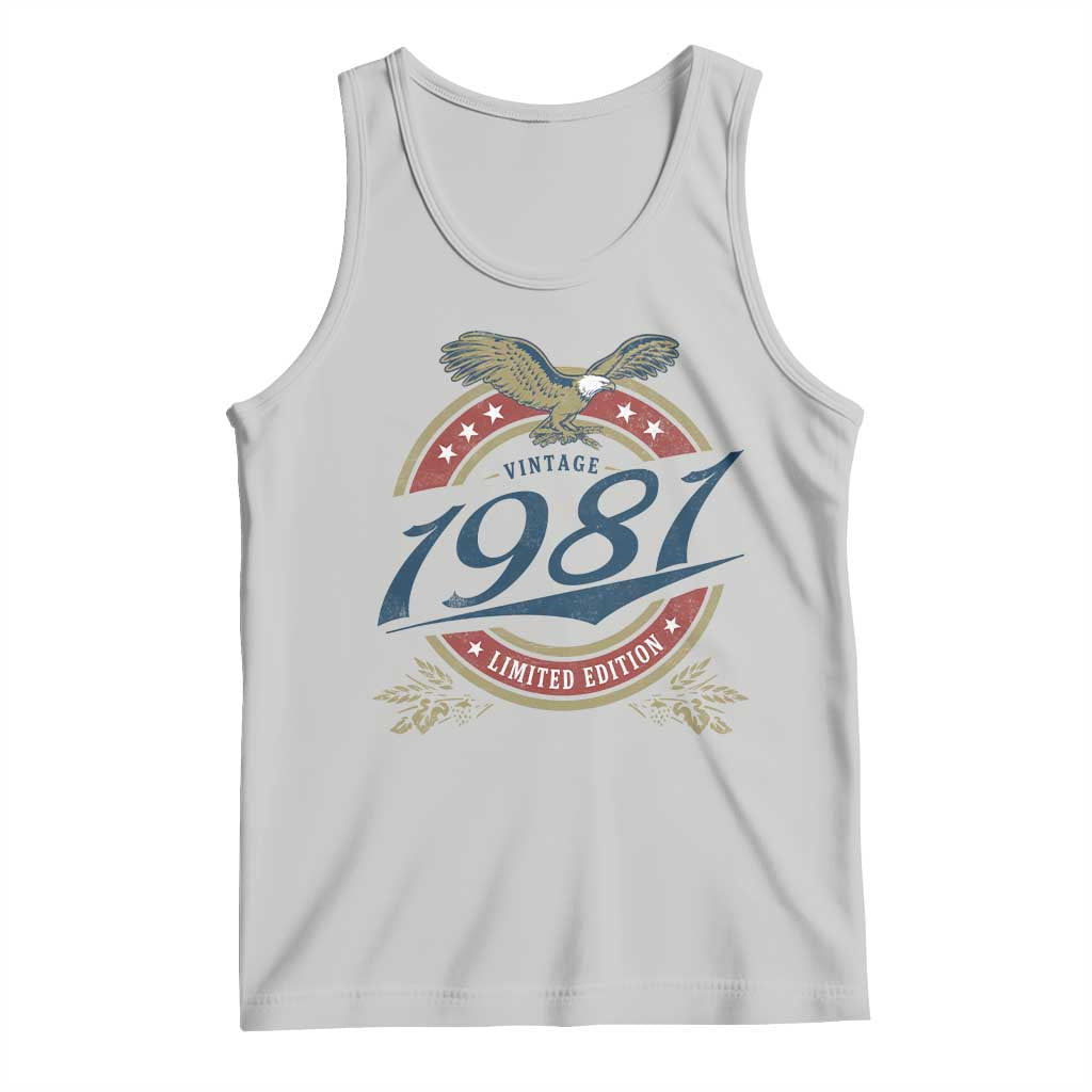 45th Birthday Beer Lover Vintage 1981 Limited Edition Tank Top Bald Eagle TS11 Ash Print Your Wear