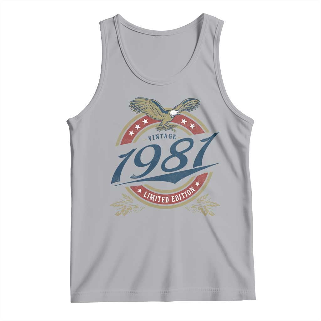 45th Birthday Beer Lover Vintage 1981 Limited Edition Tank Top Bald Eagle TS11 Athletic Heather Print Your Wear