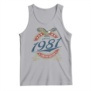 45th Birthday Beer Lover Vintage 1981 Limited Edition Tank Top Bald Eagle TS11 Athletic Heather Print Your Wear