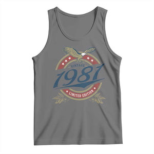 45th Birthday Beer Lover Vintage 1981 Limited Edition Tank Top Bald Eagle TS11 Black Heather Print Your Wear