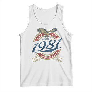 45th Birthday Beer Lover Vintage 1981 Limited Edition Tank Top Bald Eagle TS11 White Print Your Wear