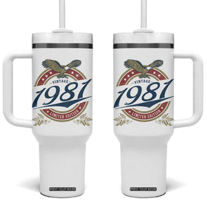 45th Birthday Beer Lover Vintage 1981 Limited Edition Tumbler With Handle Bald Eagle TS11 One Size: 40 oz White Print Your Wear