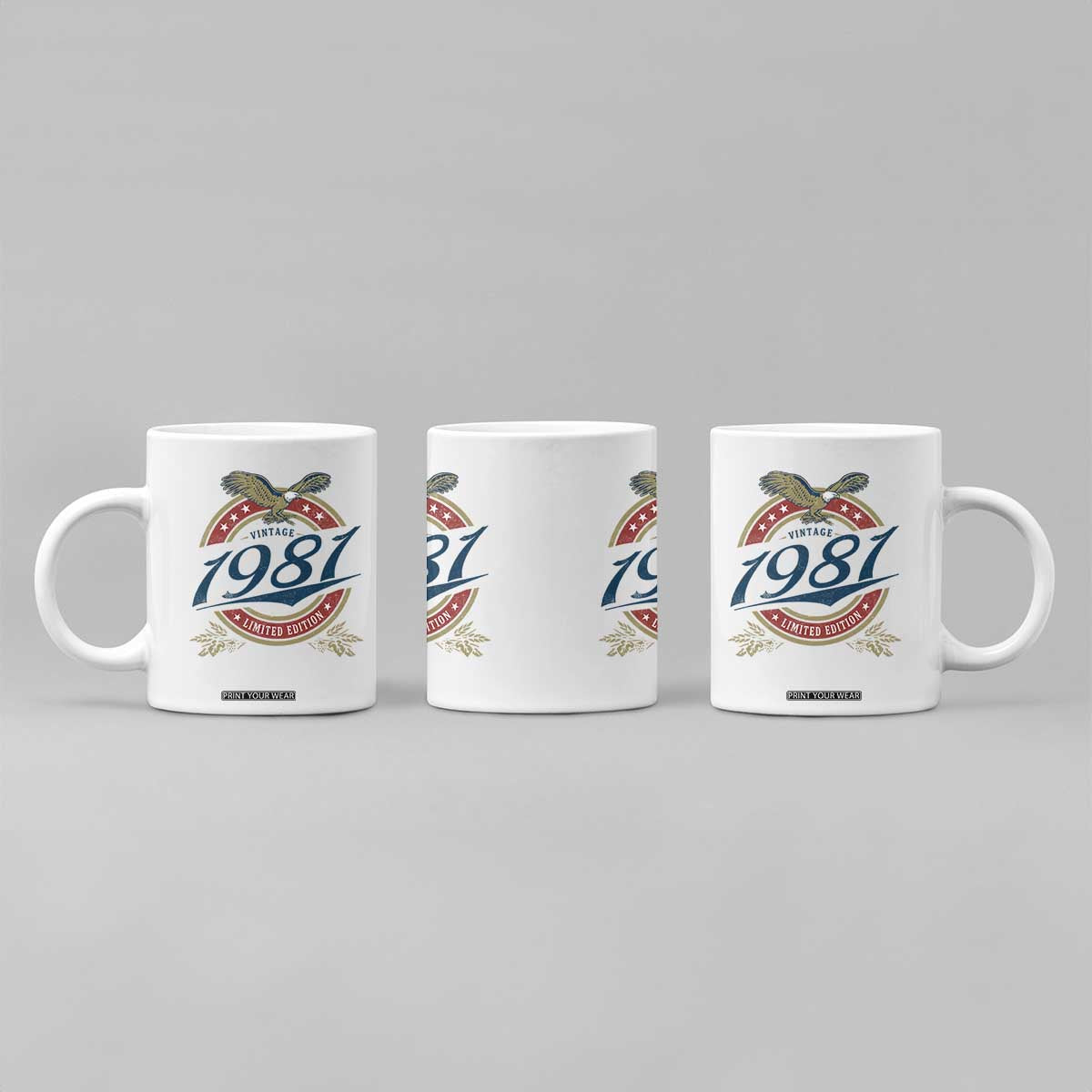 45th Birthday Beer Lover Vintage 1981 Limited Edition Coffee Mug Bald Eagle TS11 Print Your Wear