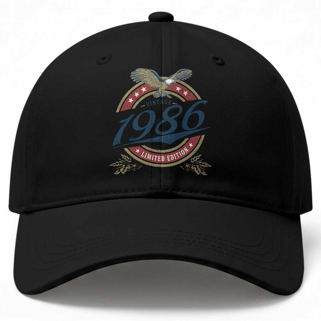 40th Birthday Beer Lover Vintage 1986 Limited Edition Baseball Cap Bald Eagle TS11 Print Your Wear