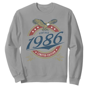 40th Birthday Beer Lover Vintage 1986 Limited Edition Sweatshirt Bald Eagle TS11 Sport Gray Print Your Wear