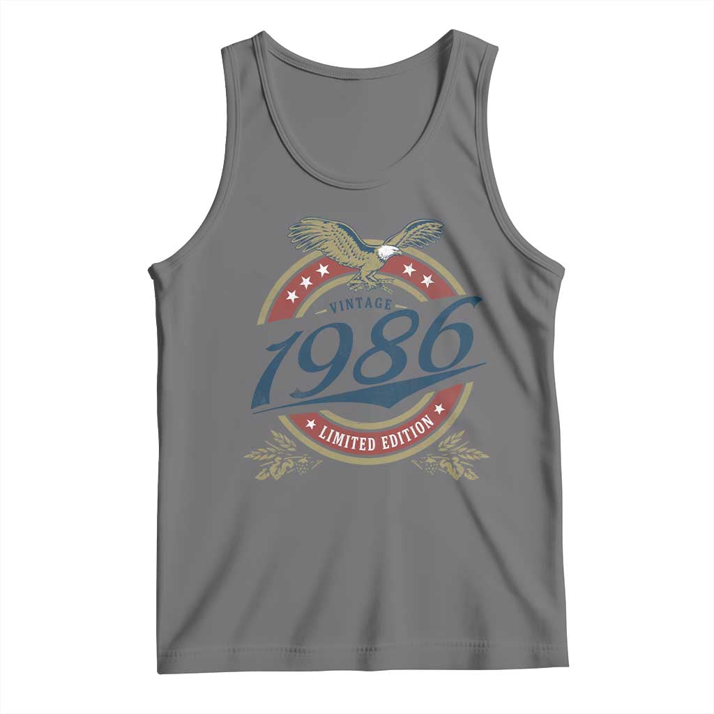 40th Birthday Beer Lover Vintage 1986 Limited Edition Tank Top Bald Eagle TS11 Black Heather Print Your Wear