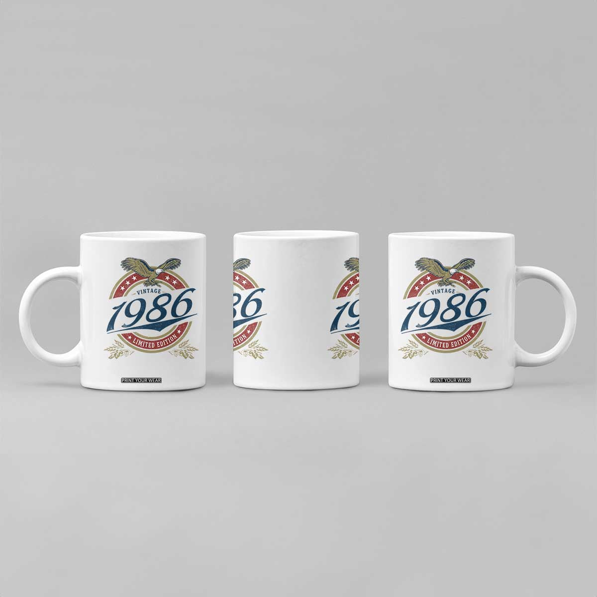 40th Birthday Beer Lover Vintage 1986 Limited Edition Coffee Mug Bald Eagle TS11 Print Your Wear
