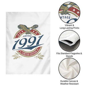 35th Birthday Beer Lover Vintage 1991 Limited Edition Garden Flag Bald Eagle TS11 Print Your Wear