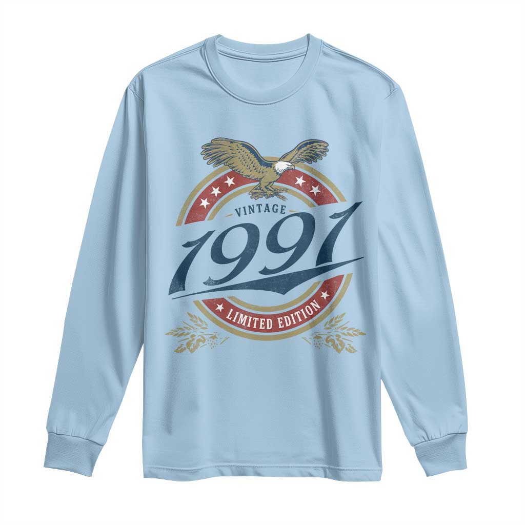 35th Birthday Beer Lover Vintage 1991 Limited Edition Long Sleeve Shirt Bald Eagle TS11 Light Blue Print Your Wear