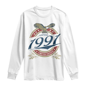 35th Birthday Beer Lover Vintage 1991 Limited Edition Long Sleeve Shirt Bald Eagle TS11 White Print Your Wear