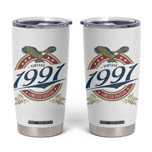 35th Birthday Beer Lover Vintage 1991 Limited Edition Tumbler Cup Bald Eagle TS11 White Print Your Wear