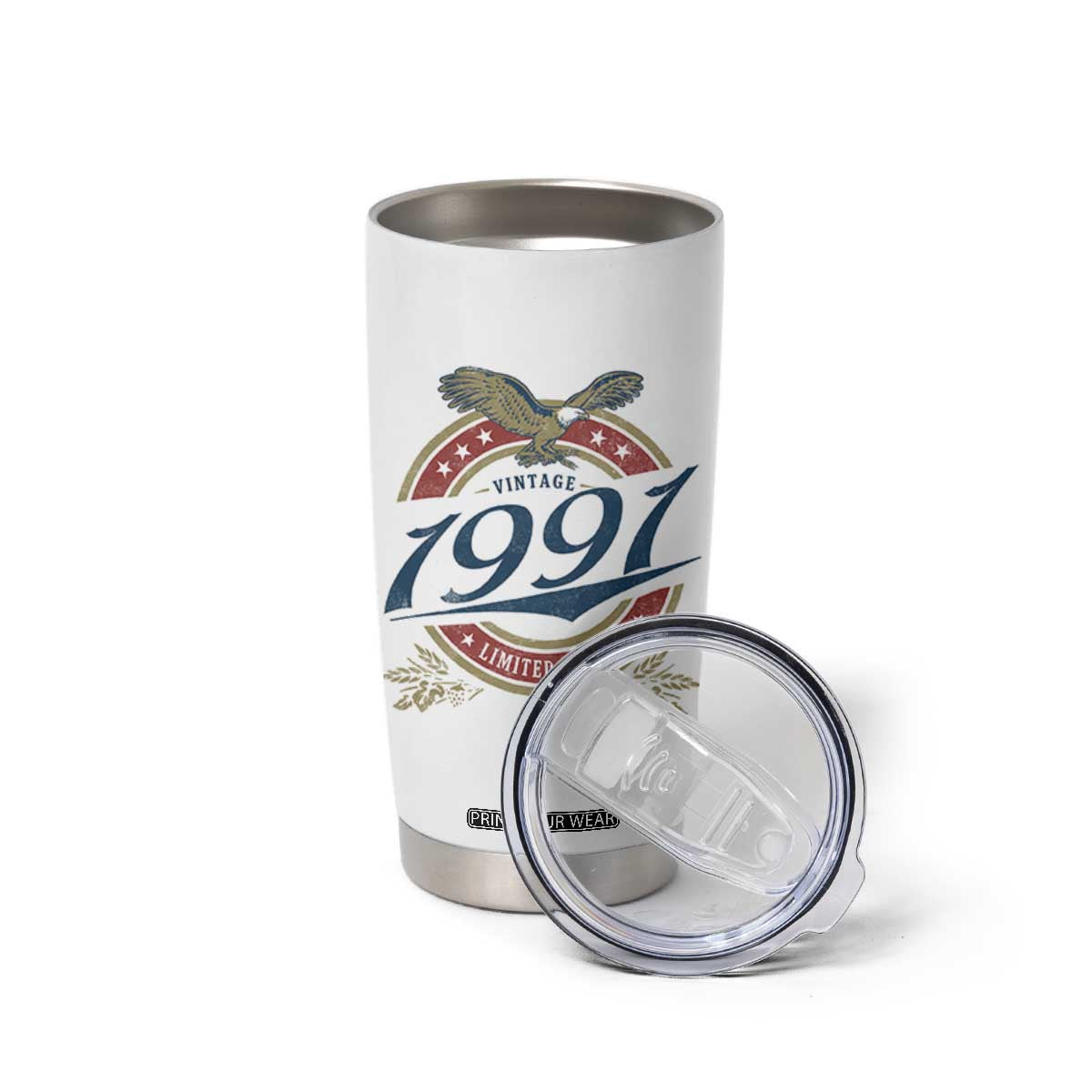 35th Birthday Beer Lover Vintage 1991 Limited Edition Tumbler Cup Bald Eagle TS11 Print Your Wear