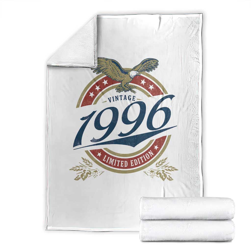30th Birthday Beer Lover Vintage 1996 Limited Edition Throw Blanket Bald Eagle TS11 White Print Your Wear