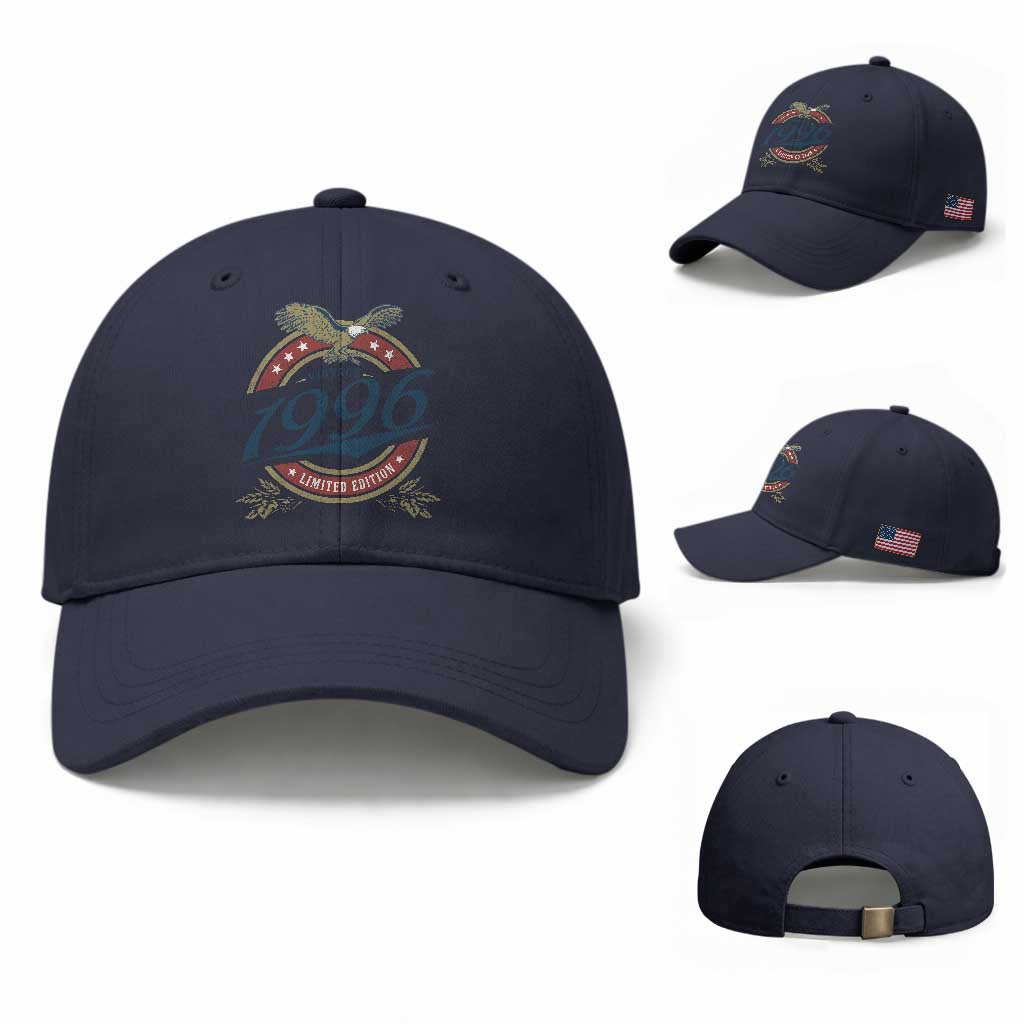 30th Birthday Beer Lover Vintage 1996 Limited Edition Baseball Cap Bald Eagle TS11 Baseball Cap Universal Fit Navy Print Your Wear