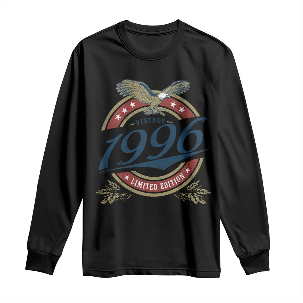 30th Birthday Beer Lover Vintage 1996 Limited Edition Long Sleeve Shirt Bald Eagle TS11 Black Print Your Wear