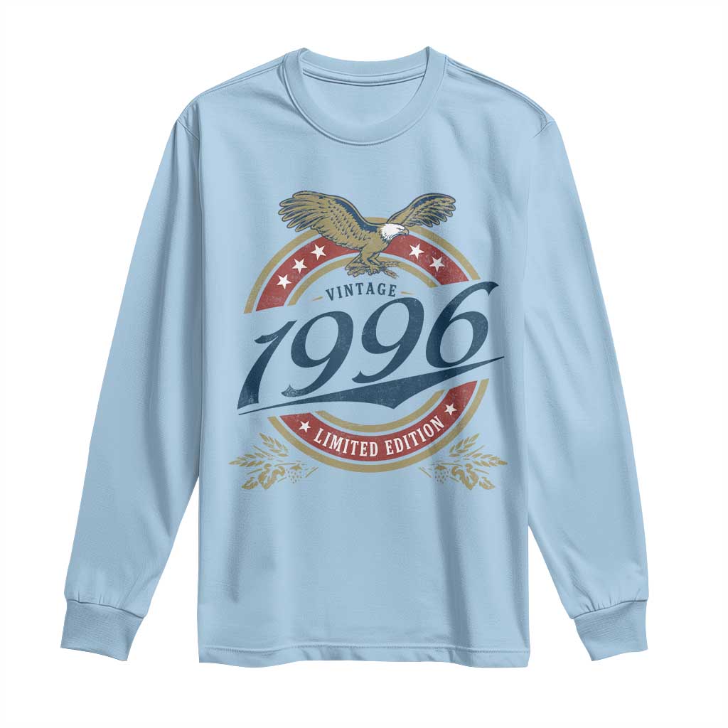 30th Birthday Beer Lover Vintage 1996 Limited Edition Long Sleeve Shirt Bald Eagle TS11 Light Blue Print Your Wear