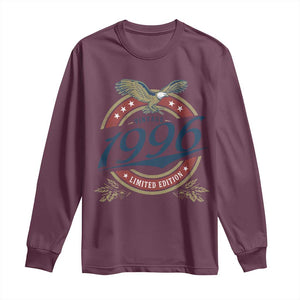 30th Birthday Beer Lover Vintage 1996 Limited Edition Long Sleeve Shirt Bald Eagle TS11 Maroon Print Your Wear