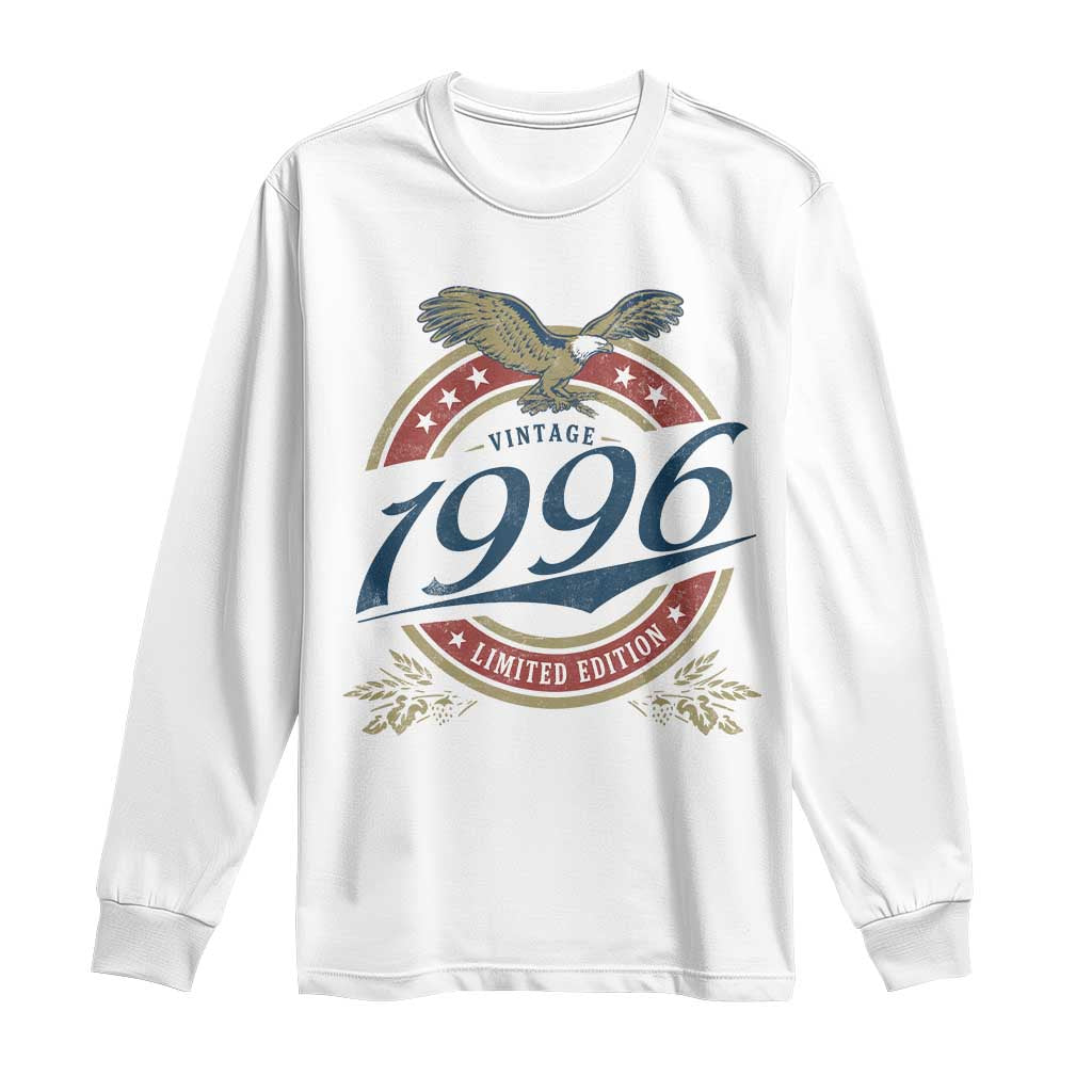 30th Birthday Beer Lover Vintage 1996 Limited Edition Long Sleeve Shirt Bald Eagle TS11 White Print Your Wear