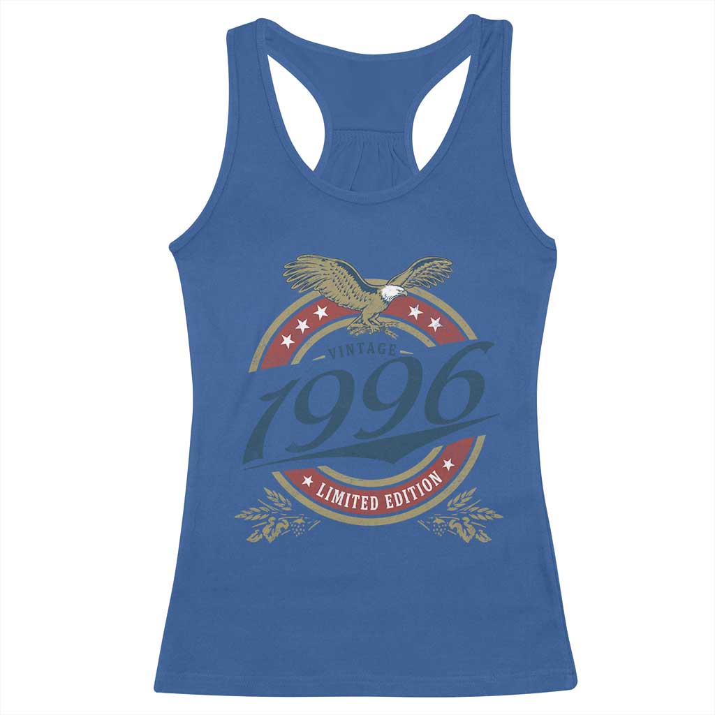 30th Birthday Beer Lover Vintage 1996 Limited Edition Racerback Tank Top Bald Eagle TS11 Royal Blue Print Your Wear