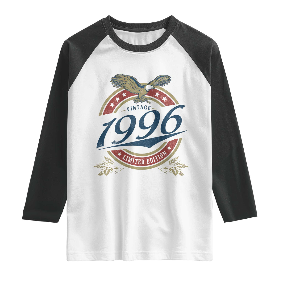 30th Birthday Beer Lover Vintage 1996 Limited Edition Raglan Shirt Bald Eagle TS11 White Black Print Your Wear