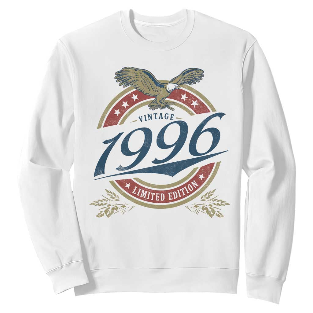 30th Birthday Beer Lover Vintage 1996 Limited Edition Sweatshirt Bald Eagle TS11 White Print Your Wear