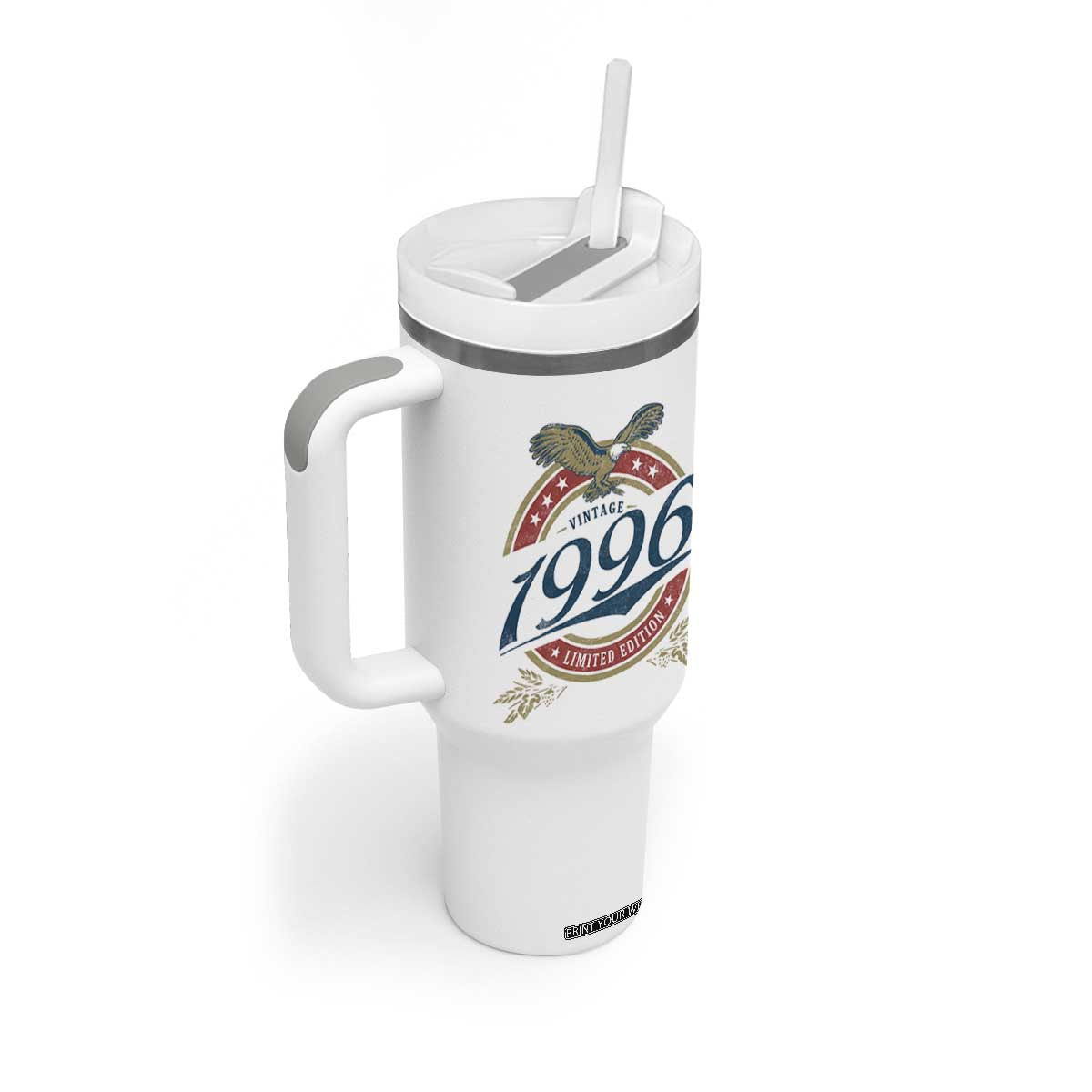 30th Birthday Beer Lover Vintage 1996 Limited Edition Tumbler With Handle Bald Eagle TS11 Print Your Wear