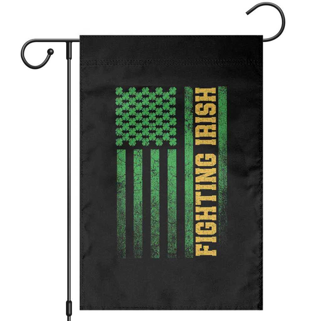 Vintage Fighting Irish Shamrock American Flag Garden Flag TS11 Black Print Your Wear
