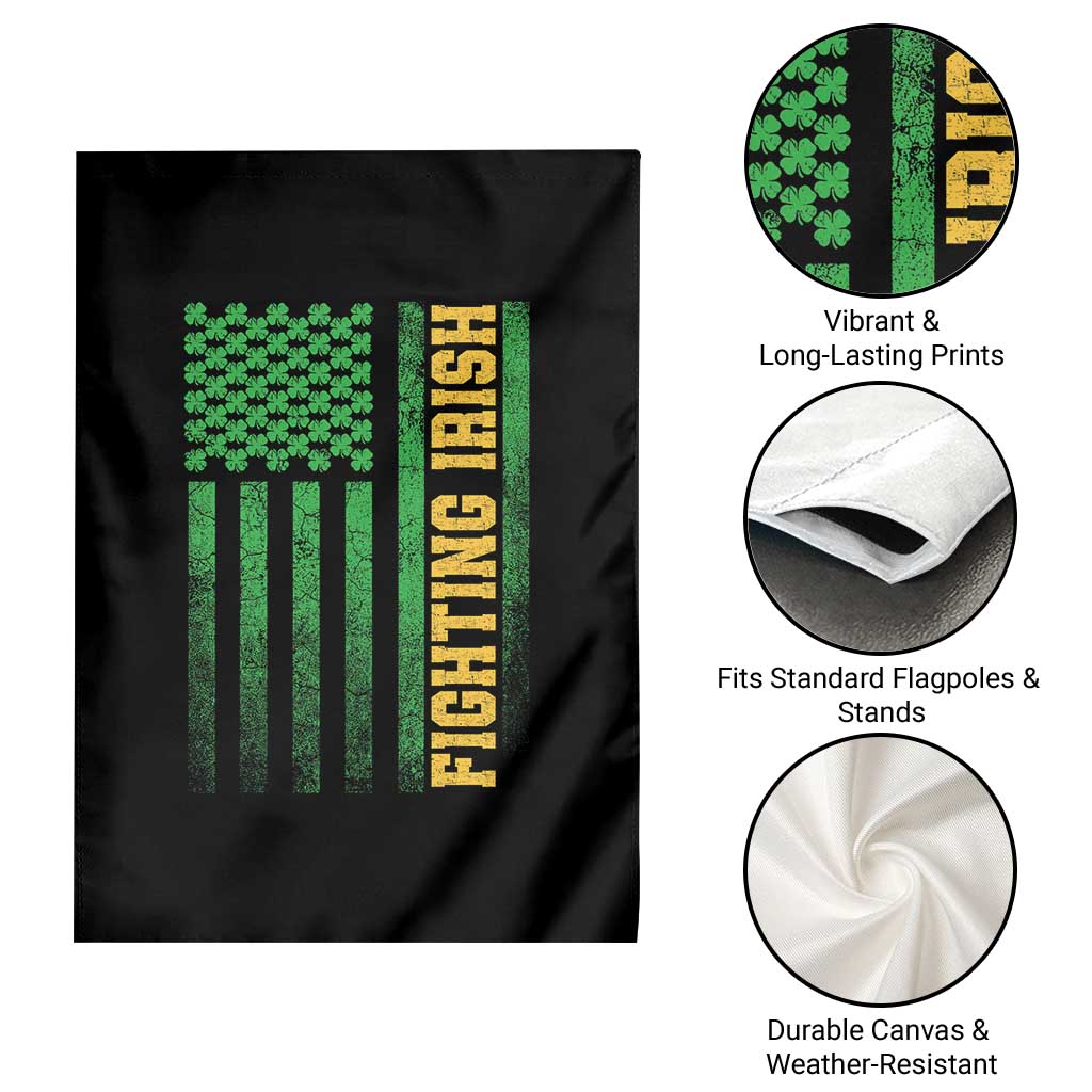 Vintage Fighting Irish Shamrock American Flag Garden Flag TS11 Print Your Wear