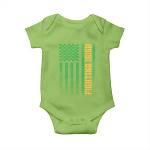 Vintage Fighting Irish Shamrock American Flag Baby Onesie TS11 Lime Print Your Wear