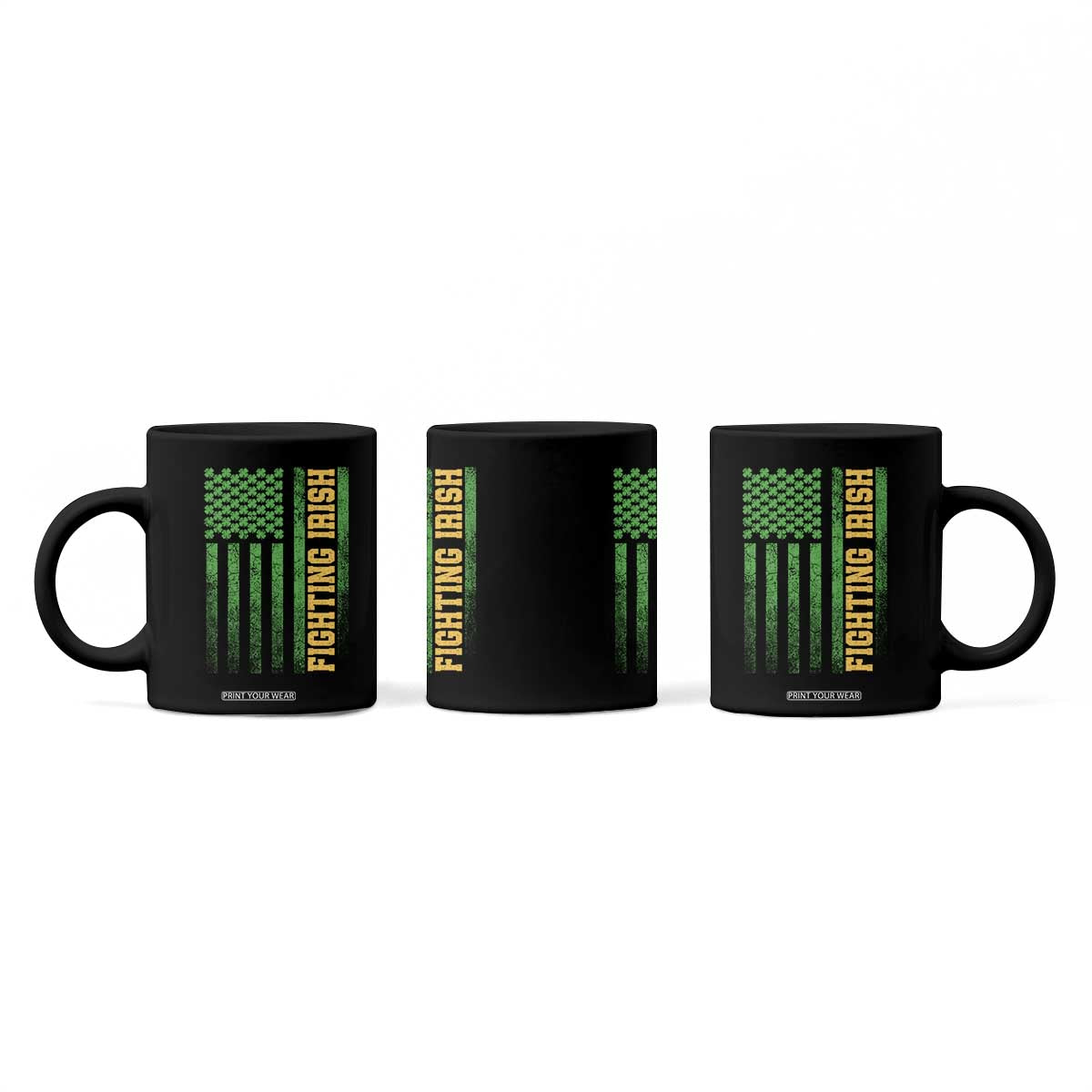 Vintage Fighting Irish Shamrock American Flag Coffee Mug TS11 Print Your Wear